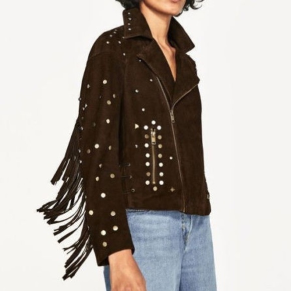 zara suede fringe jacket